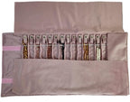 Portable Jewelry Roll Untangled Secure Necklace Travel Storage Bag Displays Holder 16 Chain (Embroidery Pink Velvet)