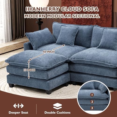 Ihanherry 77" L Shaped Modern Sofa Modular Sectional Cloud Couch with Ot...