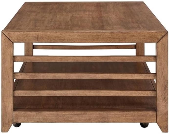 Pemberly Row 3-Piece Living Room Table Set, Harvest Brown Wood Finish, Poplar...