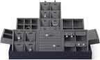 Dark Blue Jewelry Display Tray Ring Necklace Earring Bangle Organizer Multifunctional Storage Case for Jewelry Showcase (Small Ring Tray(8 bars))