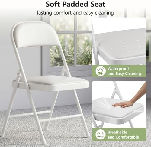5FT Folding Table and Chairs Set for 4, Portable 5-Piece Folding Dining Set w...