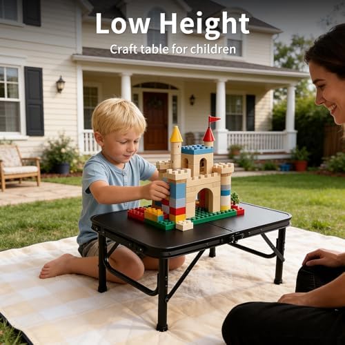 Small Camping Table 2Ft X 1.3Ft, Aluminum Portable Adjustable Table