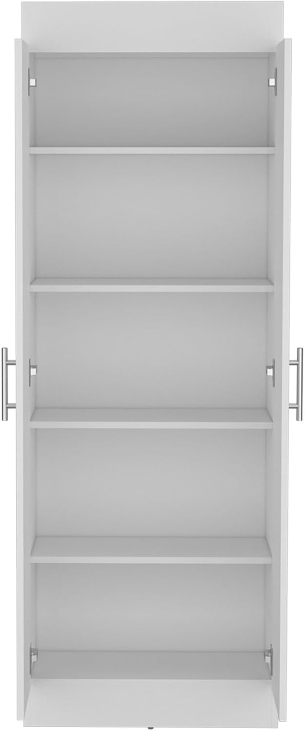 Contemporary Pantry Cabinet, Modern Storage Cabinet with 5 Internal Shelves a...