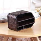 PU Leather Remote Control Organizer with 360° Spinning Design,Desk Organizer for TV Remote,Phone,Pen,Glasse,Mail,Tablet,Calculator,Controller-Home & Office Storage Caddy (Antique Brown) ﻿