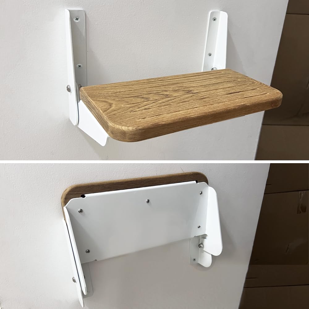 Boat Fold-Up Footrest, RV Wall Mounted Foldable Step with Teak and Aluminum H...