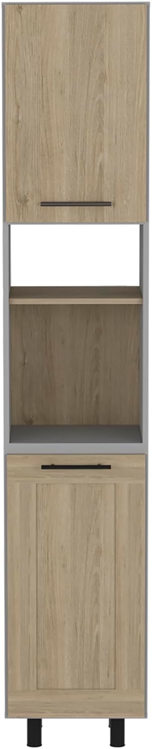 Hasselt Kitchen Pantry, Double Door, Six Shelves -Light Pine