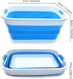 SAMMART 41L (10.8 gallon) Collapsible Plastic Laundry Basket - Foldable Pop Up Storage Container/Organizer - Portable Washing Tub - Space Saving Hamper/Basket (Rectangular, Sky Blue)