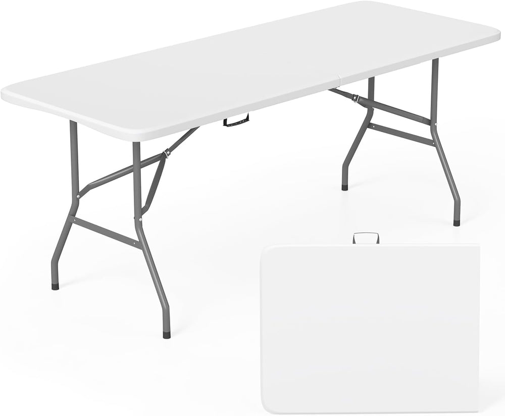 FDW | 6FT Folding Table | White | Portable Plastic Table