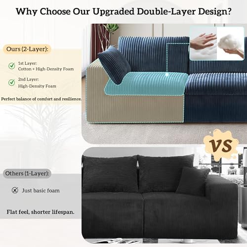 118" Cloud Couch Oversized Modular Sectional Sofa, L-Shaped 5 Seater Dee...