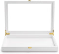 Oirlv White Jewelry Organizer Tray with Acrylic Lid Premium Leather Jewelry Box with Transparent Lid Drawer Insert Big Necklace Display Case(Flat Tray)