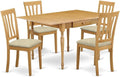 East West Furniture MZAN5-OAK-C 5 Piece Dinette Set for 4 Includes a Rectangle Dining Table with Dropleaf and 4 Linen Fabric Dining Room Chairs, 36x54 Inch, Oak