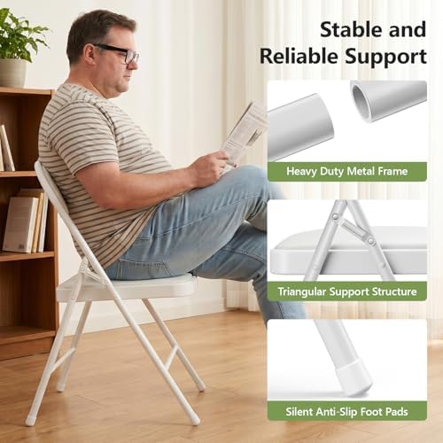 5FT Folding Table and Chairs Set for 4, Portable 5-Piece Folding Dining Set w...