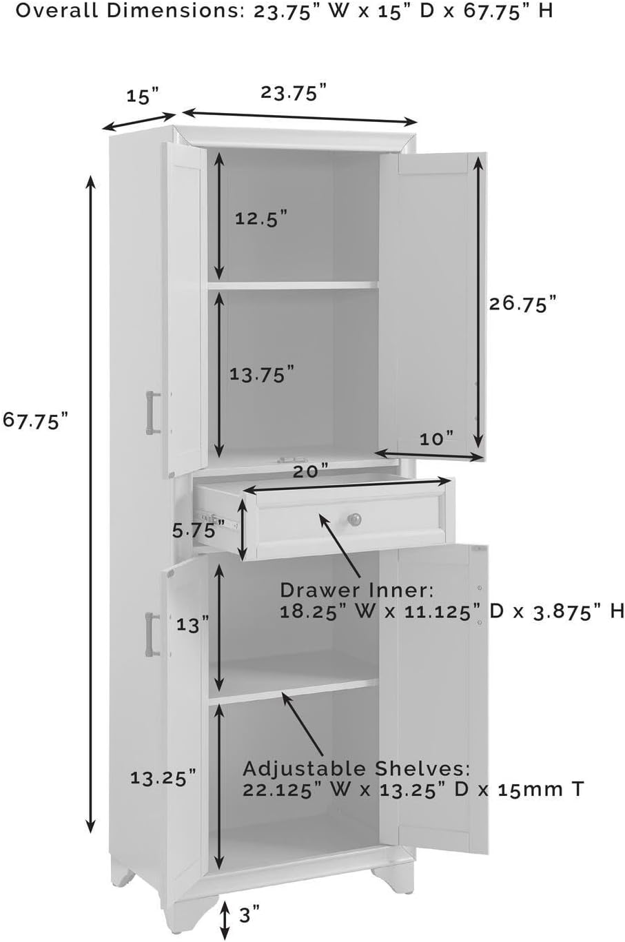 Maykoosh Kitchen Pantry Cabinet - Large Storage, Adjustable Shelves, Distress...