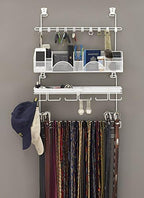 Men’s Over the Door/Wall Hanging Closet Tie and Belt Organizer Rack # 9300 in White 43 Hooks for Men’s Organization Patented