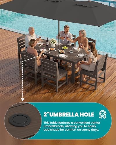 SERWALL Armless Outdoor Dining Set, Patio Dining Set for 6, Coffee