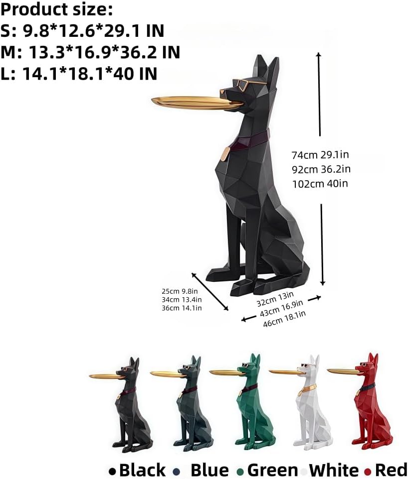Dog Sculpture Standing Statue Coffee Table with Tray & Storage, Modern Ar...