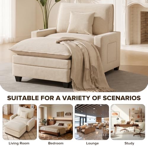 Oversized Accent Chair with Ottoman, 41" Comfy Cloud Single Seat Sofa | ...