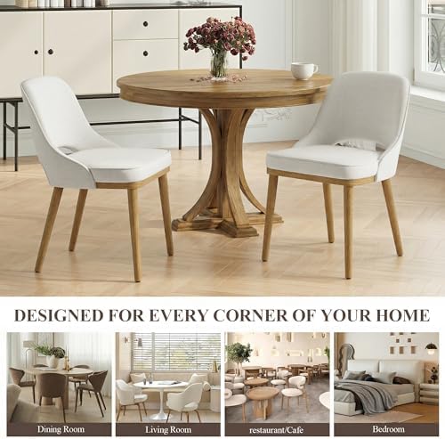 Modern Upholstered Dining Chairs Set of 4, Open Back with Solid Wood Legs, Er...