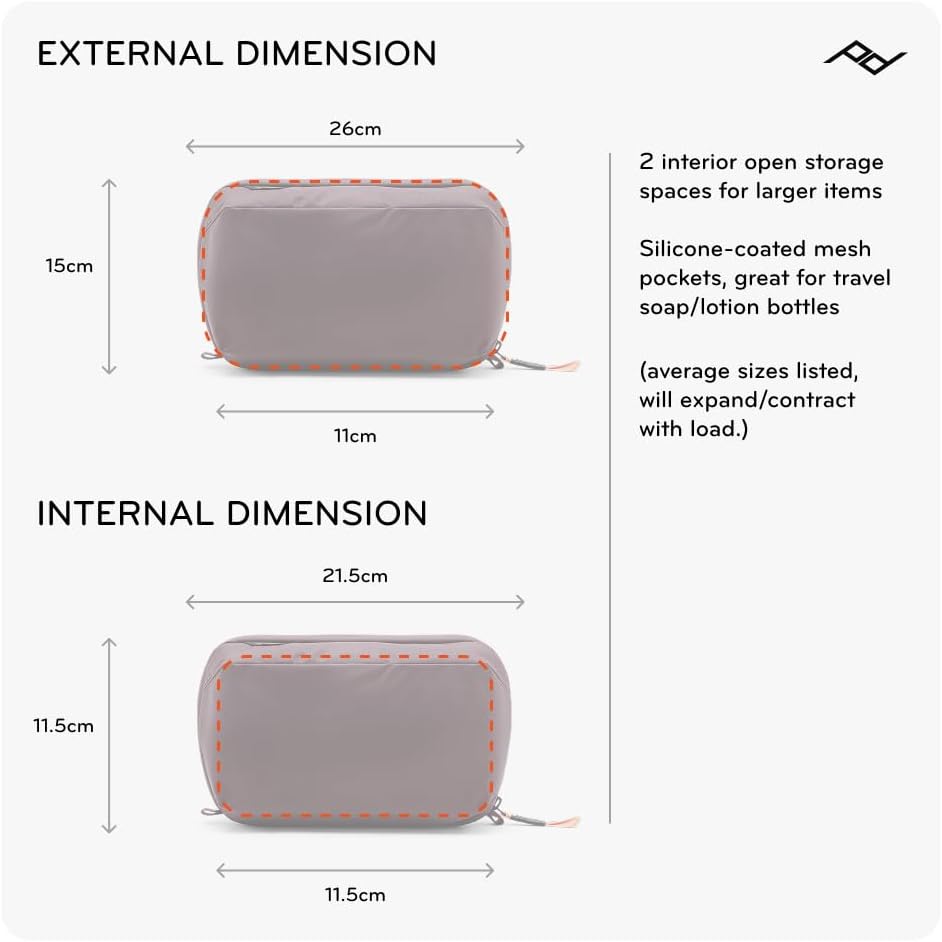 Peak Design Wash Pouch, Eclipse, Weatherproof Travel Toiletry Bag, Upright or Hanging Kit with Pockets, Magnetic Toothbrush Pocket, Wide UltraZip Opening, Toiletry Bag for Men and Women
