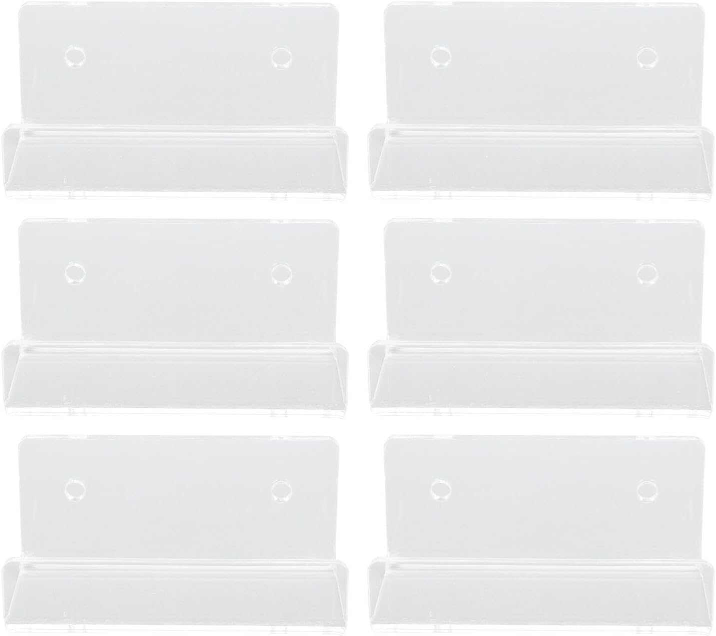 6Pcs Clear Acrylic Record Shelf, Wall Mount Vinyls CD Storage Rack Floating Shelves with Mounting Accessories, for Home Office Living Room Bedroom