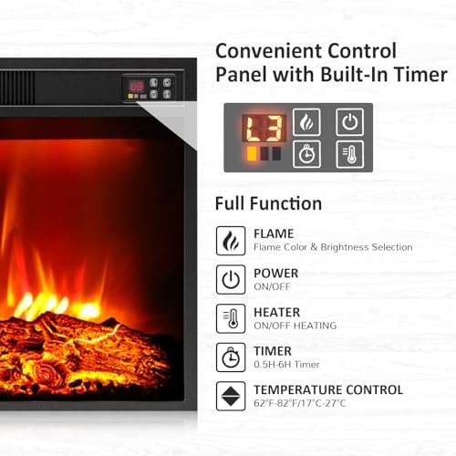 Naice 80" Electric Fireplace with Mantel Fireplace TV Stand for Living R...