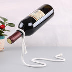 Magic Rope Wine Rack, Creative Metal Chain Suspension Floating Illusion Wine Rack Bottle,Magic Novelty Single Red Wine Bottle Stand for Bar&Home Decoration (White)