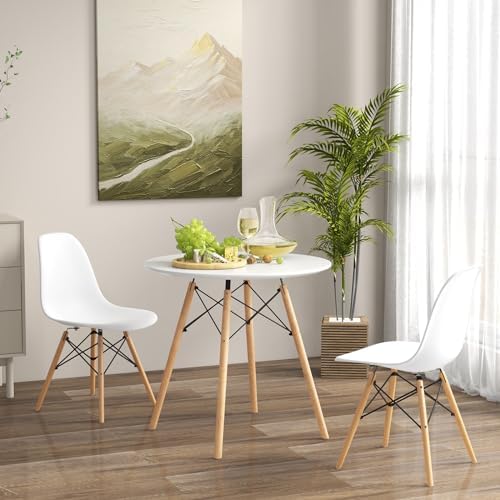 GIANTEX Dining Table Set for 2, 31.5" Round Table, Plastic Seats