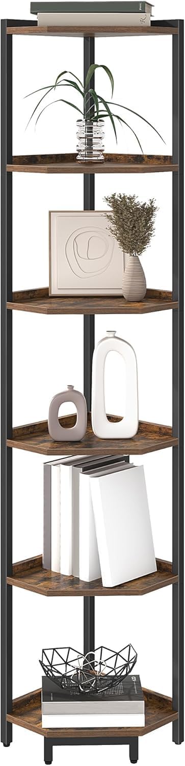 Hzuaneri Corner Shelf Stand, Corner Bookshelf, Storage Standing Shelf Unit wi...