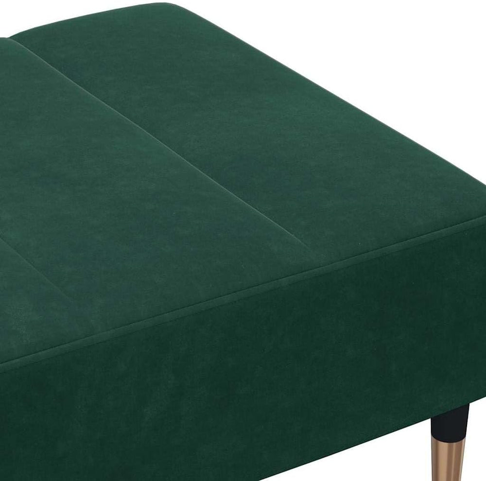 Dark Green Velvet Footstool, Stable Plywood Frame Footrest for Sofa or Reclin...