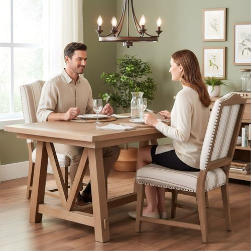 ROCITY Linen Dining Chairs Set of 4 Upholstered Farmhouse Dining Room Chairs ...