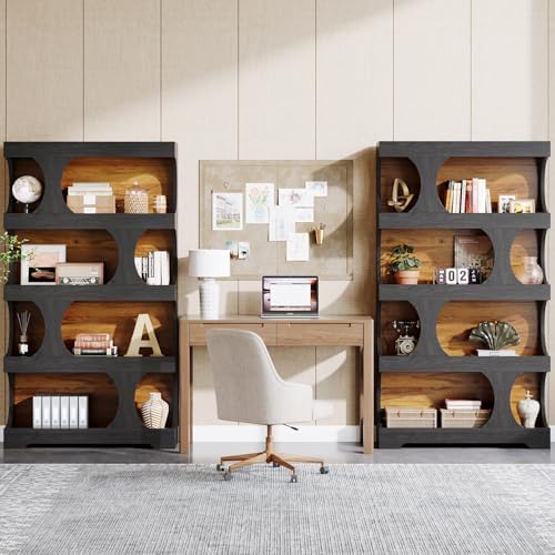 Tribesigns 71" Tall Bookcase, 4-Tier S-Shaped Bookshelf, Wood Decorative...