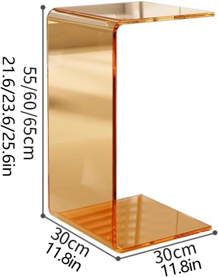 Acrylic Clear Side Table, C-Shape Bedside Table, Modern End Table, Sofa End T...