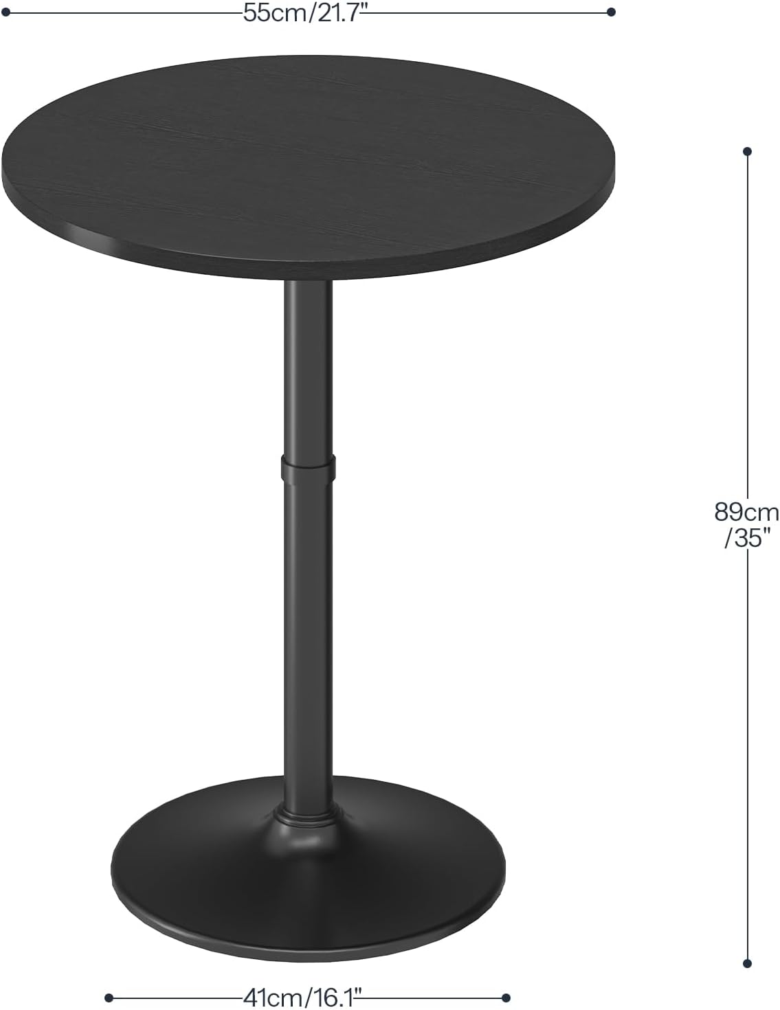 HOOBRO 2 Pcs Round Bar Table, 35" Tall Pub Table, with Non-Slip Base for Narrow Space, Bar Height Table for Kitchen, Easy to Assemble, Black BB57BTP201