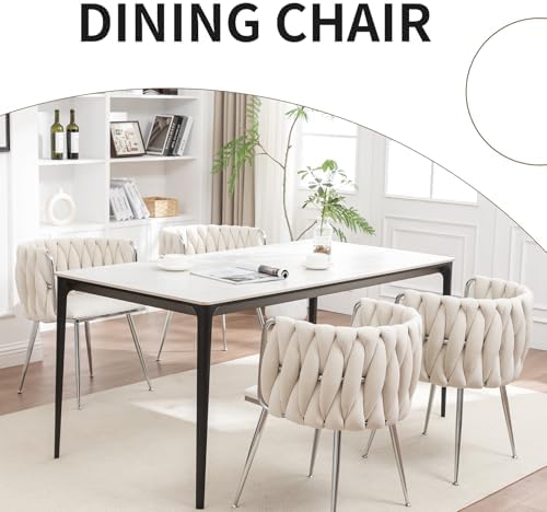 Velvet Dining Chairs Set of 2, Upholstered Dining Room Chairs with Metal Legs...
