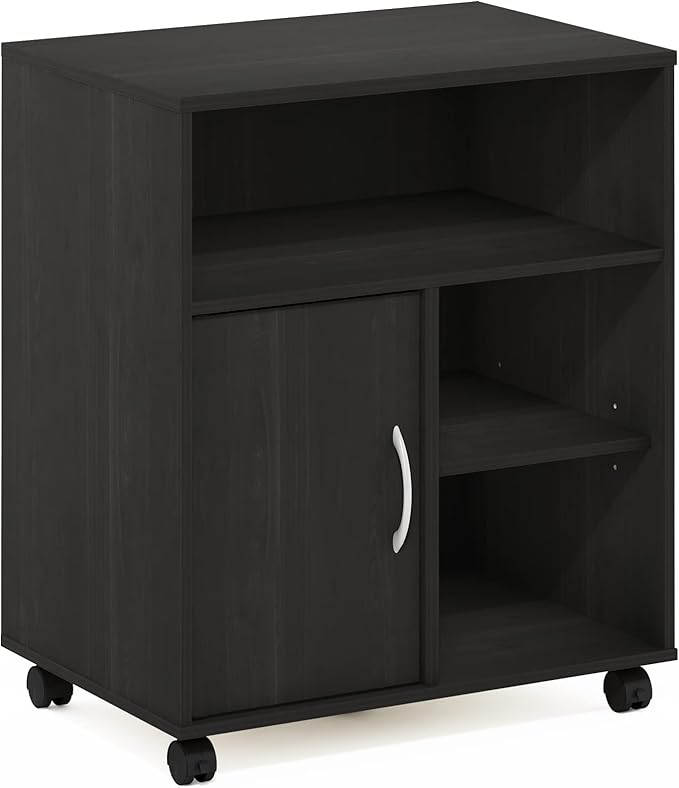 Furinno Econ Home Office Under Desk Printer Holder with Wheels, Espresso, Cab...