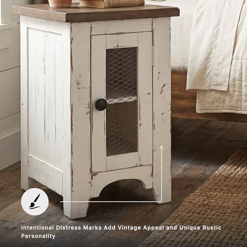 Signature Design by Ashley Wystfield Chairside End Table, Vintage White