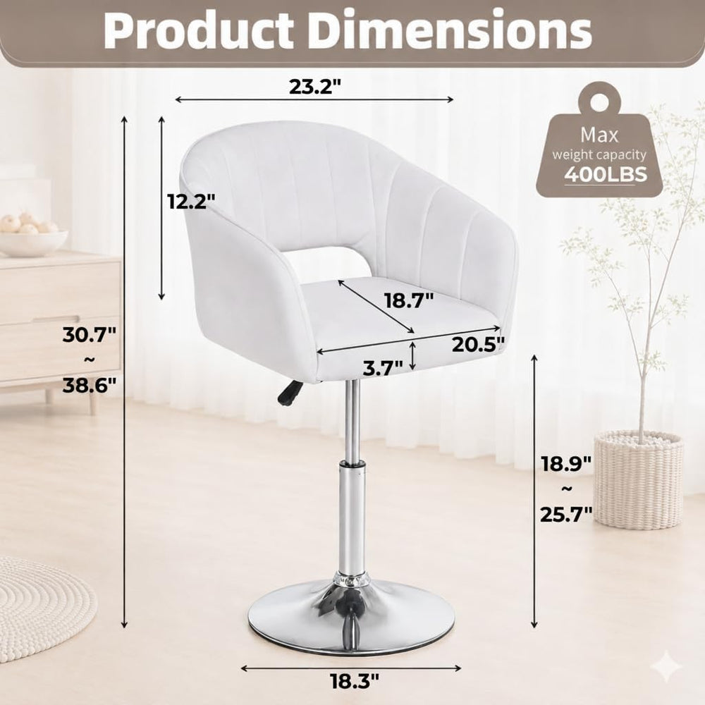 VECELO Large Wide Velvet Accent Chair, Adjustable Luxury Vanity & Dining ...