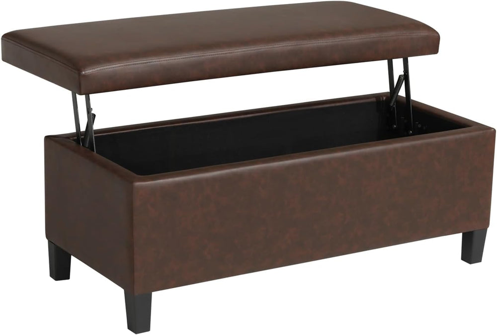 Homebeez 42" Storage Ottoman Bench, Lift Top Faux Leather Storage Bench ...