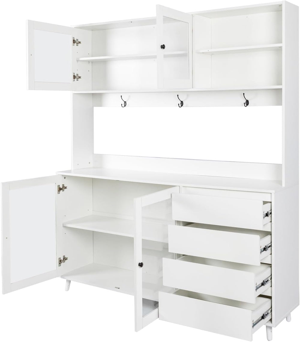 74.8" Tall Kitchen Pantry Storage Cabinet, Modern Food Pantry Cabinet wi...