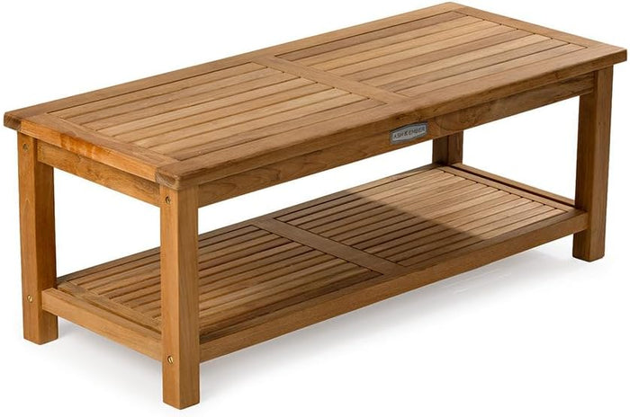 Ash & Ember Sierra 47" Grade A Teak Outdoor Coffee Table with Shelf