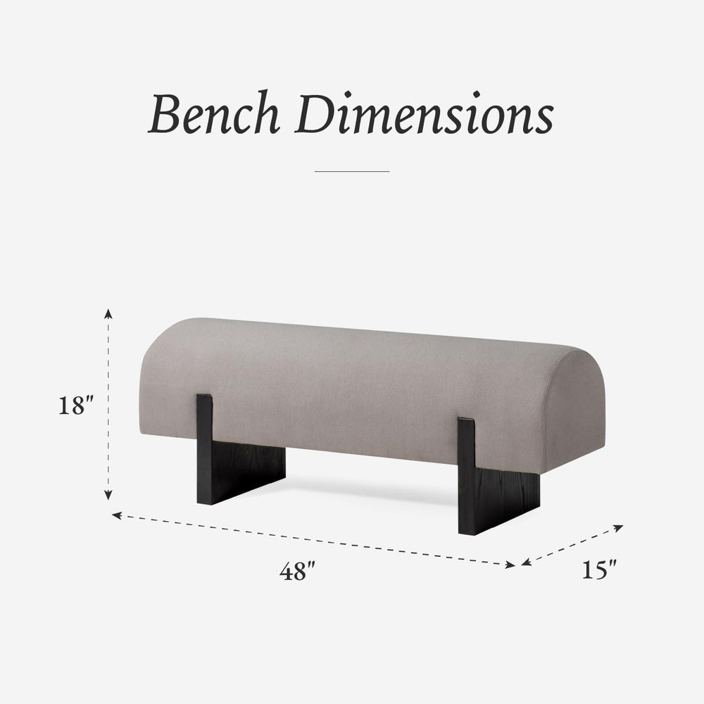 Maven Lane Juno Modern Wooden Upholstered Bench, Padded Seat for Kitchin Dini...
