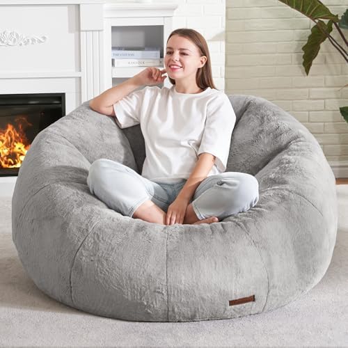 Hobestluk Large Beanbag Chairs for Adults Donut-Shaped Plush Sofa Couch | Gre...