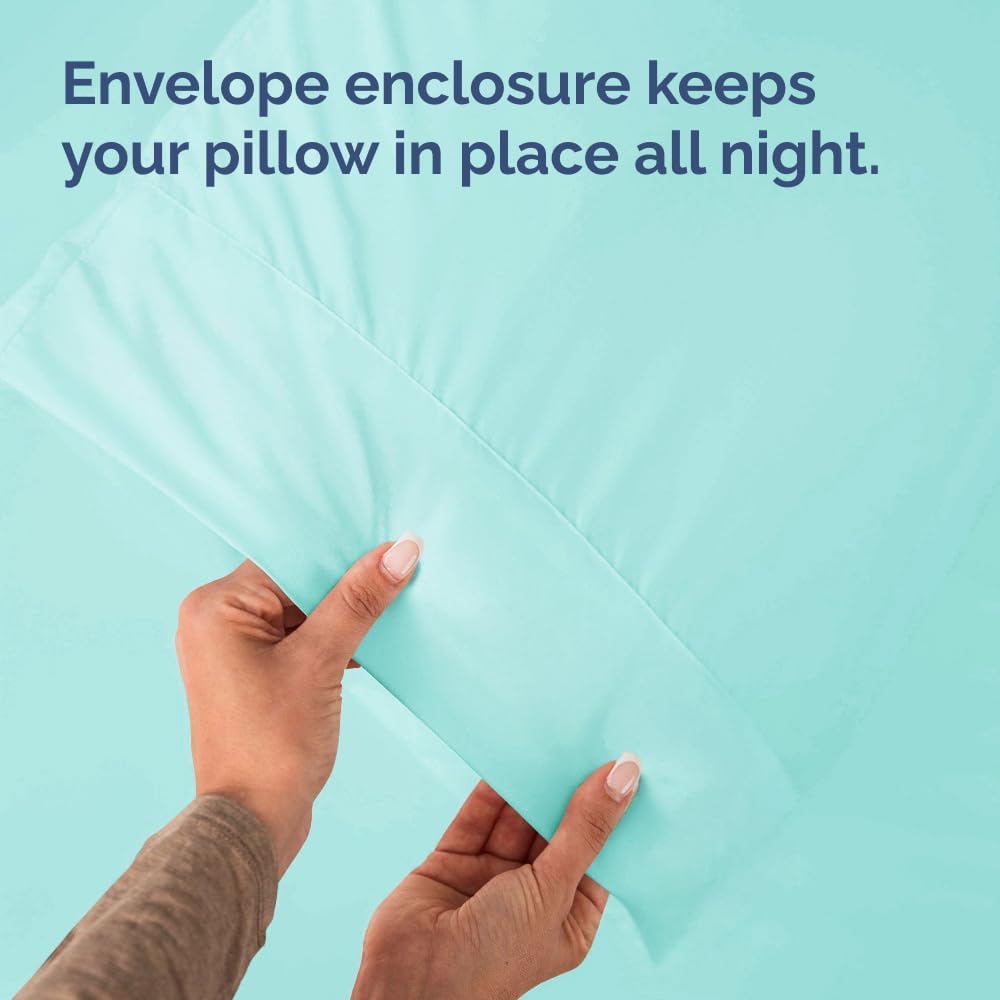King Pillow Cases - 4 Pack - Super Soft Pillowcase Covers - Envelope Enclosure - Hotel Quality Pillow Protectors - Wrinkle Free, Shrink and Stain Resistant - Machine Washable - 20" x 40" (Spa Blue)