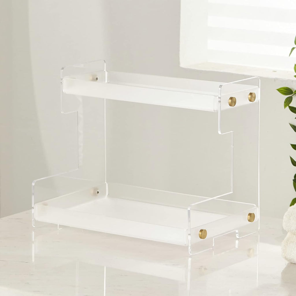 Bathroom Organizer Countertop,2 Tier Bathroom Counter Organizer Kitchen Spice Rack Cosmetic Organizer,Countertop Storage Shelf for Bathroom, Kitchen, Living Room, Bedroom, Dressing Table