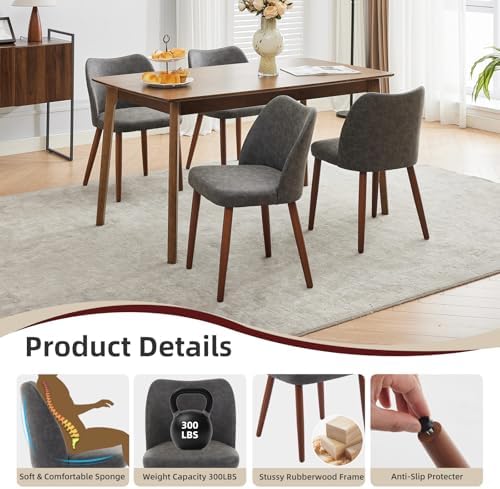 Modern Dining Chairs Set of 4, Upholstered Faux Leather Kitchen Side Chairs w...
