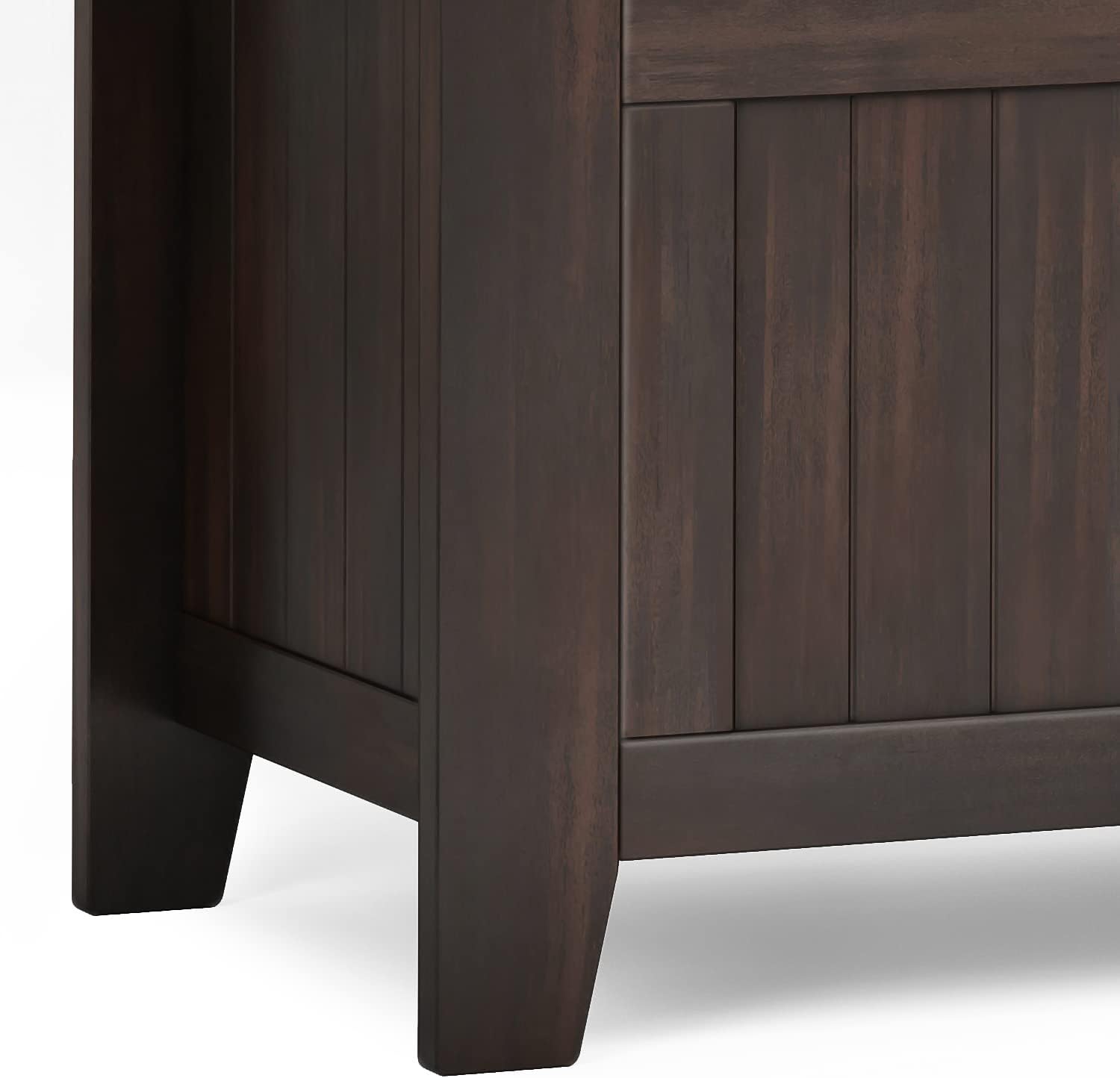 SIMPLIHOME Acadian 2-Seater Storage Bench and Cabinet Set in Brunette Brown