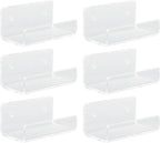 6Pcs Clear Acrylic Record Shelf, Wall Mount Vinyls CD Storage Rack Floating Shelves with Mounting Accessories, for Home Office Living Room Bedroom