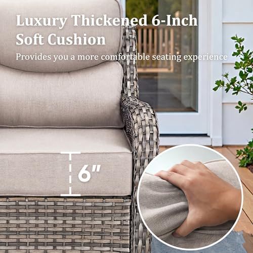 Luxury Outdoor Swivel Rocker Patio Chairs Set of 2 with 6-Inch Thick Cushions...