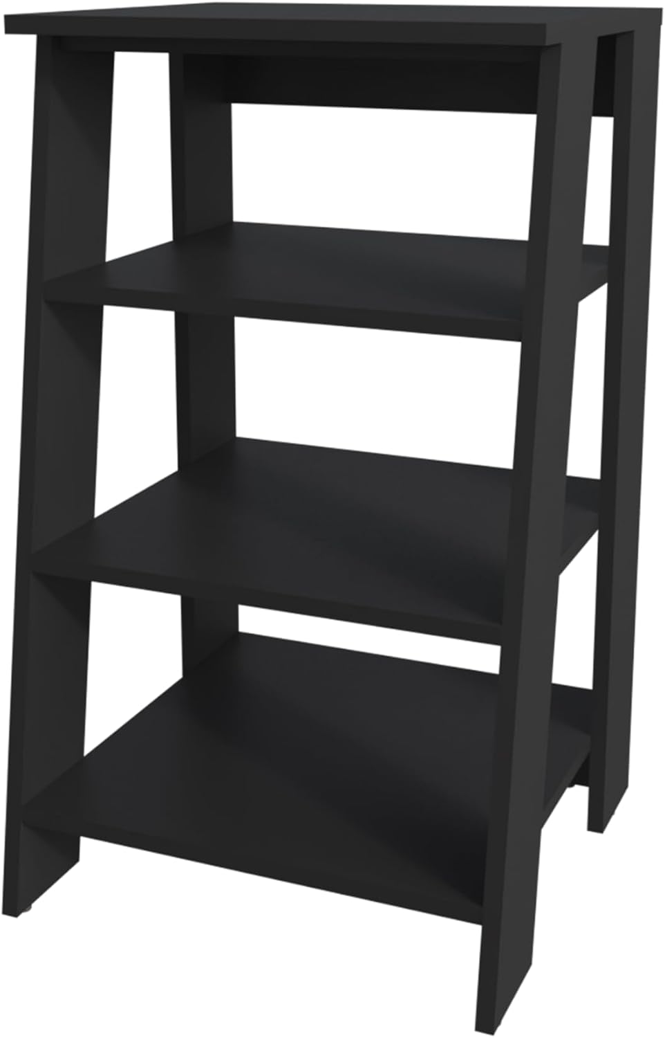 Geelife 30" High 4-Tier Ladder Shelf Organizer for Bathroom, Side Table, Living Room in Black, Particle Board
