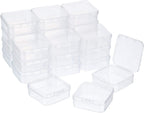 24 Packs Small Clear Plastic Beads Storage Containers Box with Hinged Lid for Storage of Small Items, Crafts, Jewelry, Hardware(2.12 x 2.12 x 0.79 Inches)
